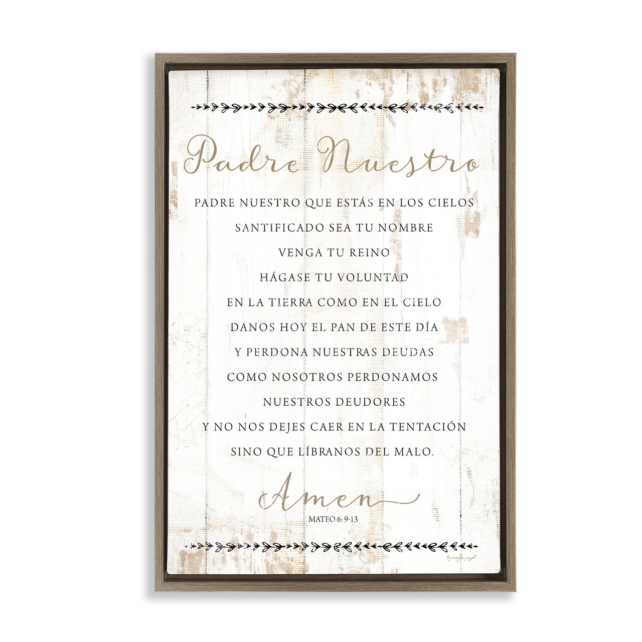 Stupell Industries Padre Nuestro Oración Framed Floater Canvas Wall Art